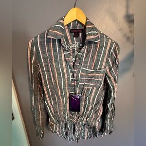 Brand New Striped Button-Up Front Tie #Rock&RollCowgirl top. Size Small Junior.